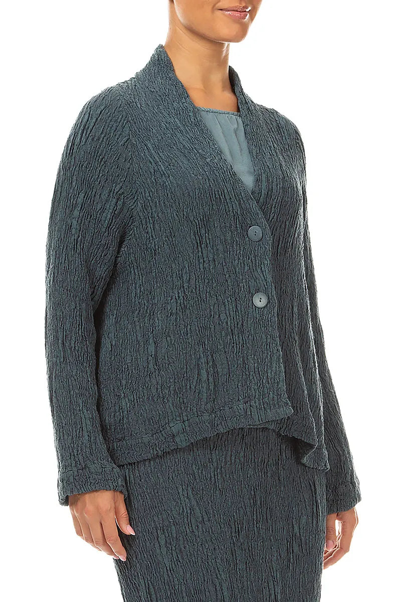 Button Slate Textured Silk Linen Jacket 3