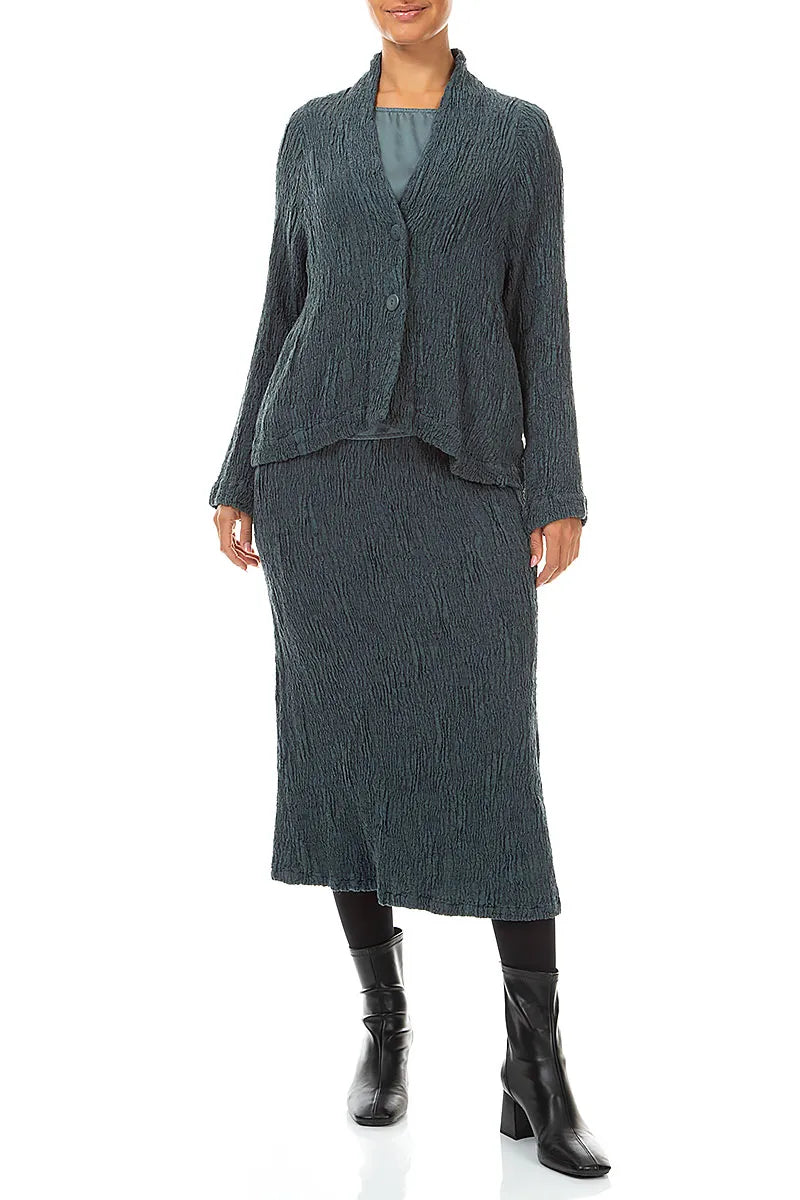 Button Slate Textured Silk Linen Jacket 4