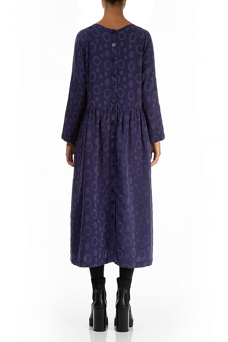 Buttoned Back Rings Royal Purple Silk Dress 2