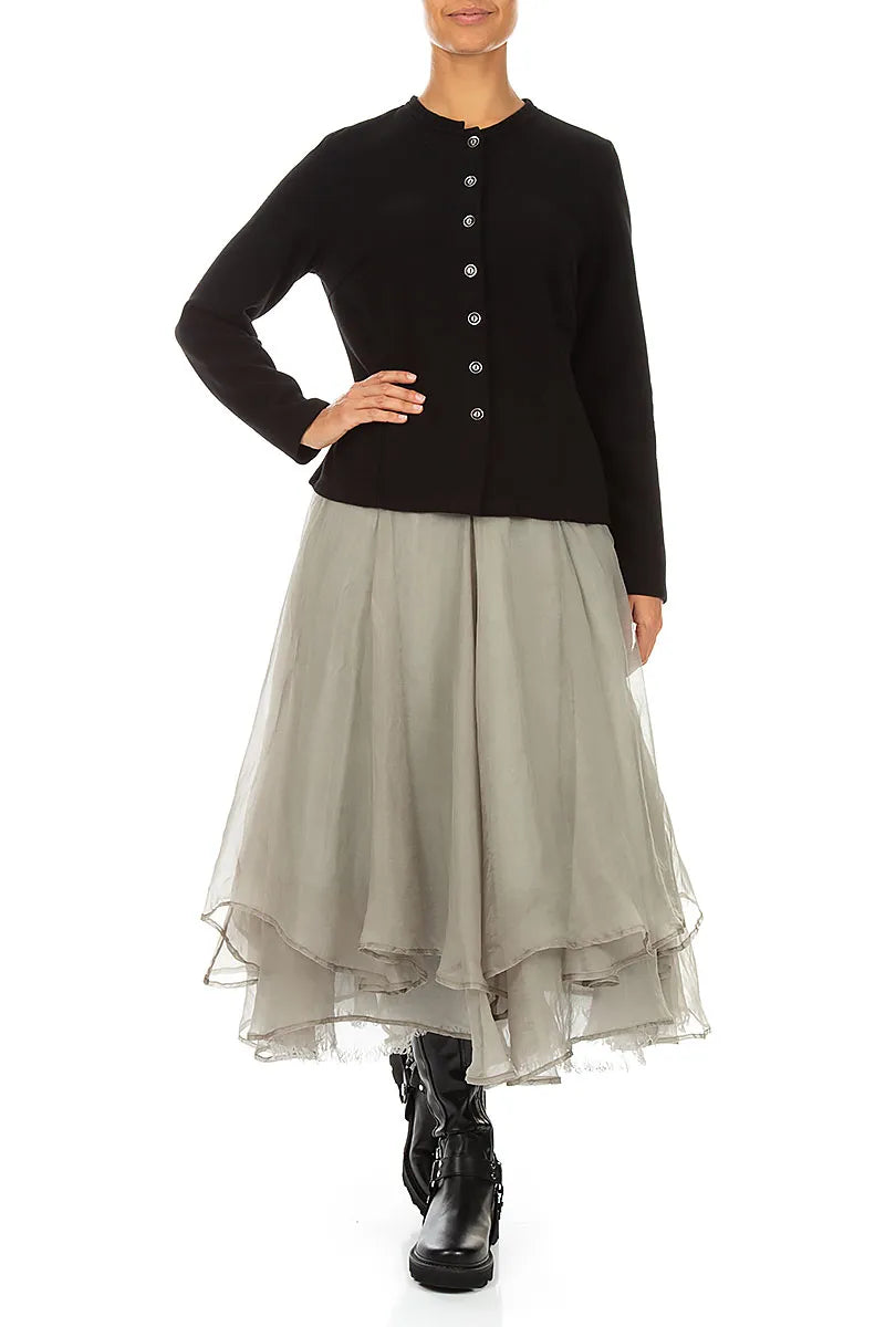 Buttoned Black Cotton Jersey Jacket