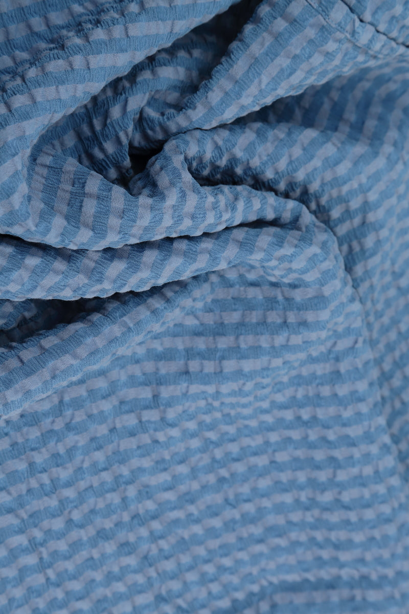 Buttoned Blue Nova Textured Silk Blouse 5