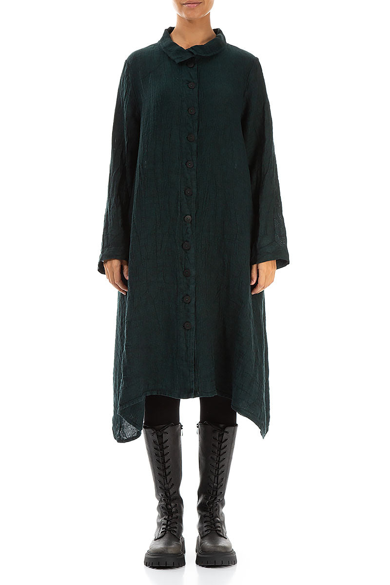 Buttoned Emerald Mélange Linen Jacket 1