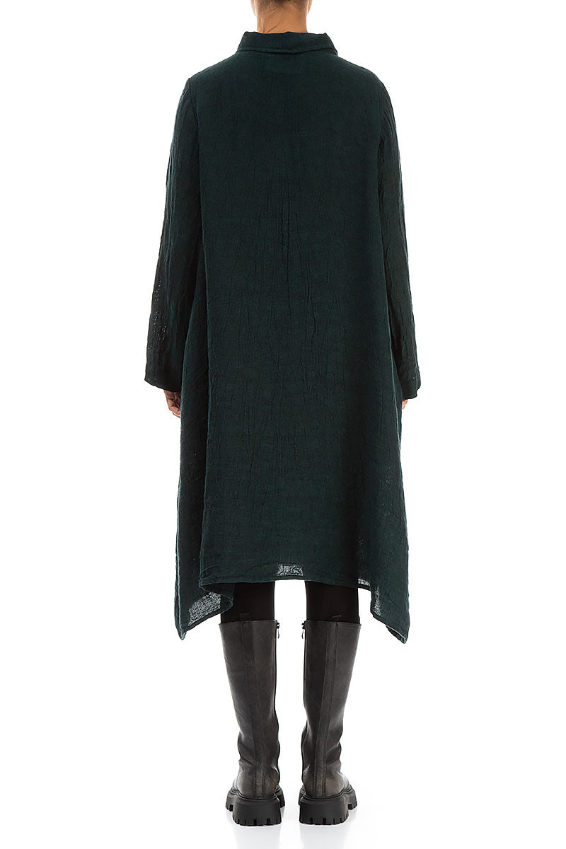 Buttoned Emerald Mélange Linen Jacket 2