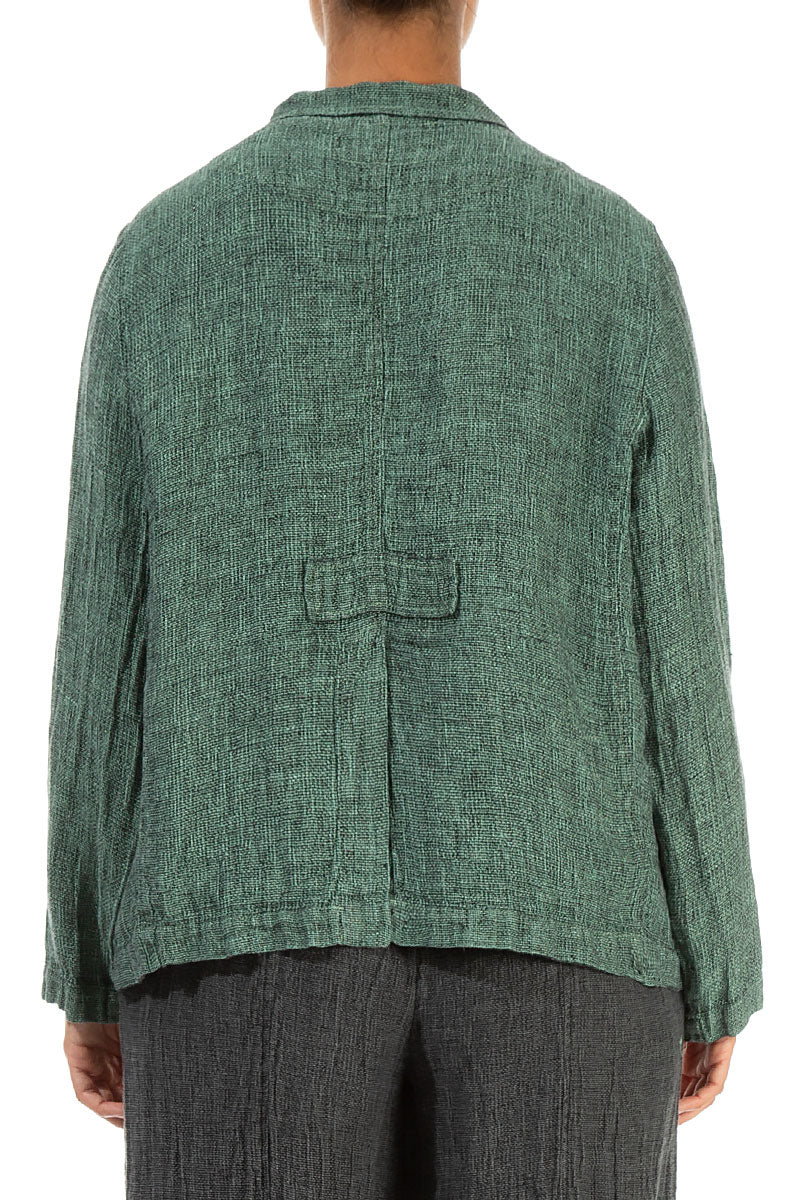 Buttoned Green Sorbet Mélange Linen Jacket