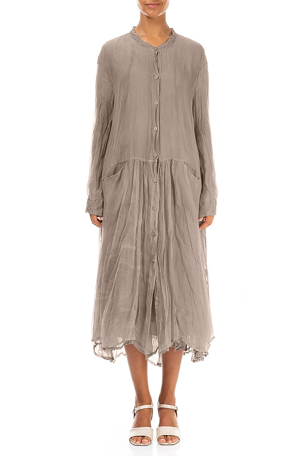 Buttoned Beige Silk Chiffon Jacket 1