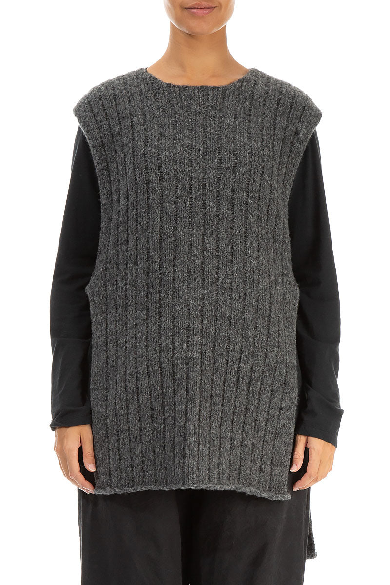 Buttoned Grey Wool Slipover 1