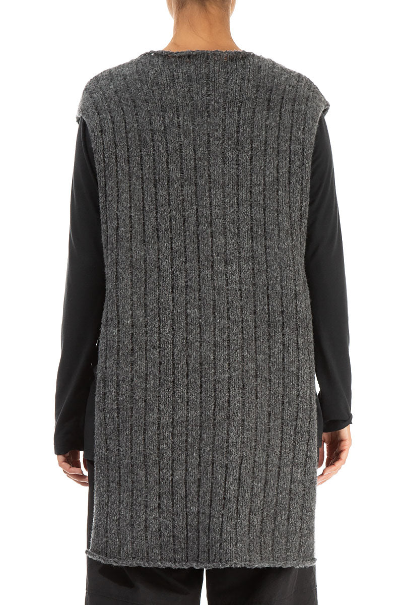 Buttoned Grey Wool Slipover 2