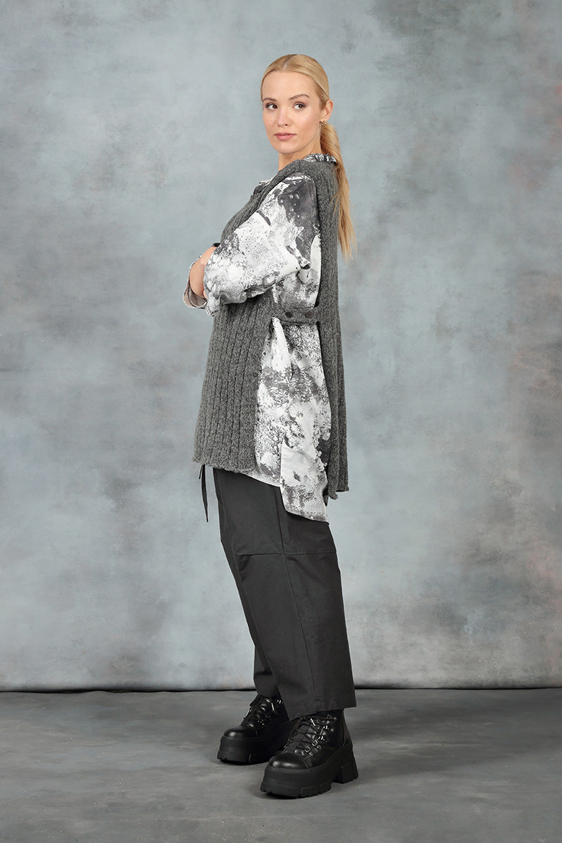 Buttoned Grey Wool Slipover 7