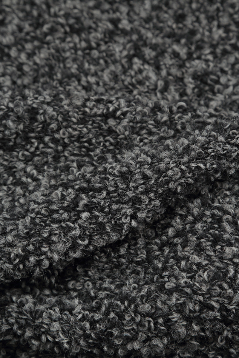 Asymmetric Buttoned Mélange Grey Alpaca Wool Cardigan 5