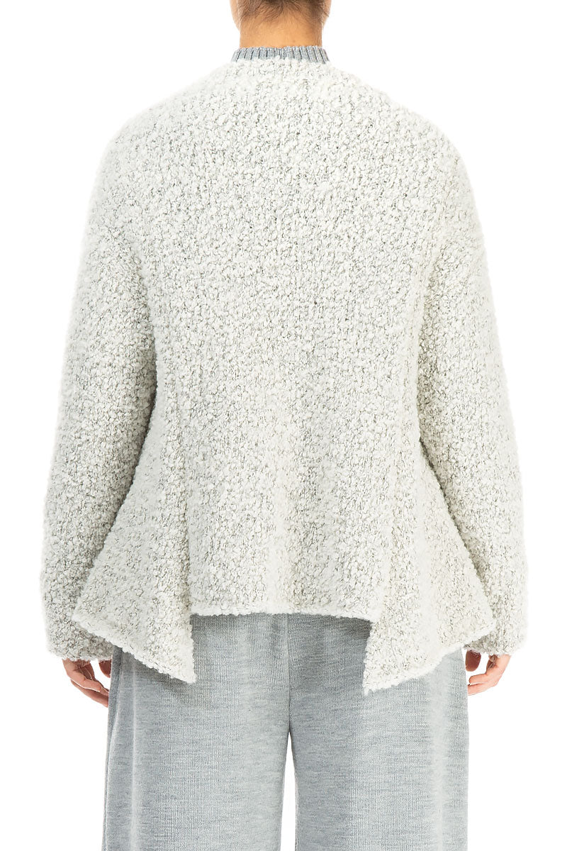Asymmetric Buttoned Mélange Pearl Alpaca Wool Cardigan 3