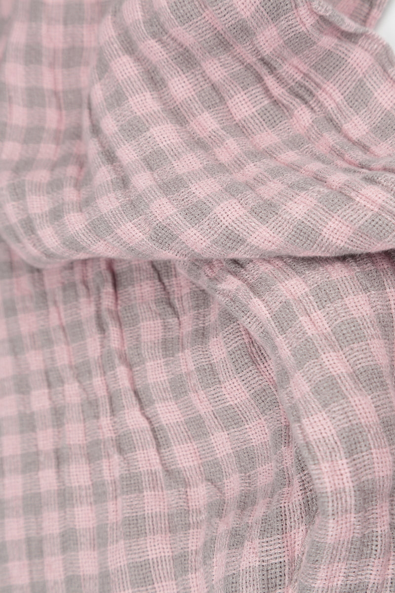 Buttoned Pink Check Linen Dress 6