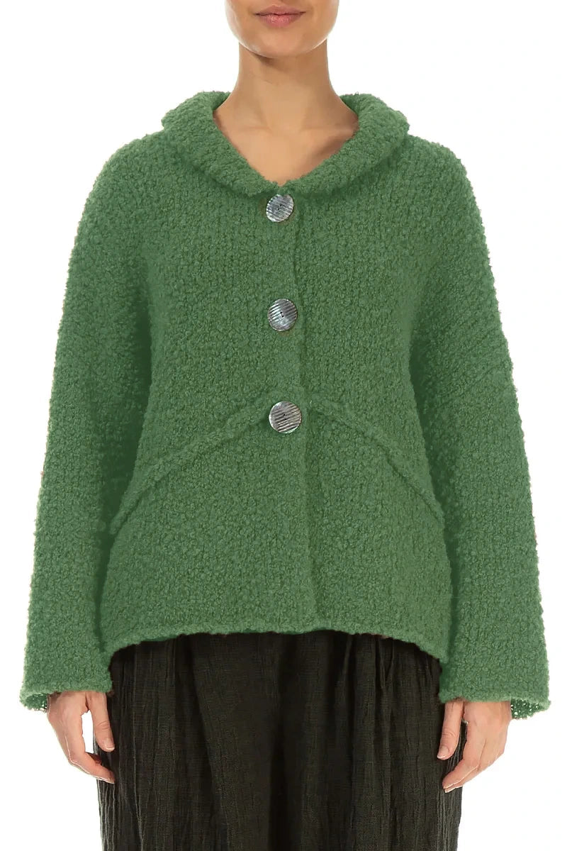 Buttoned Sage Green Alpaca Wool Cardigan 1