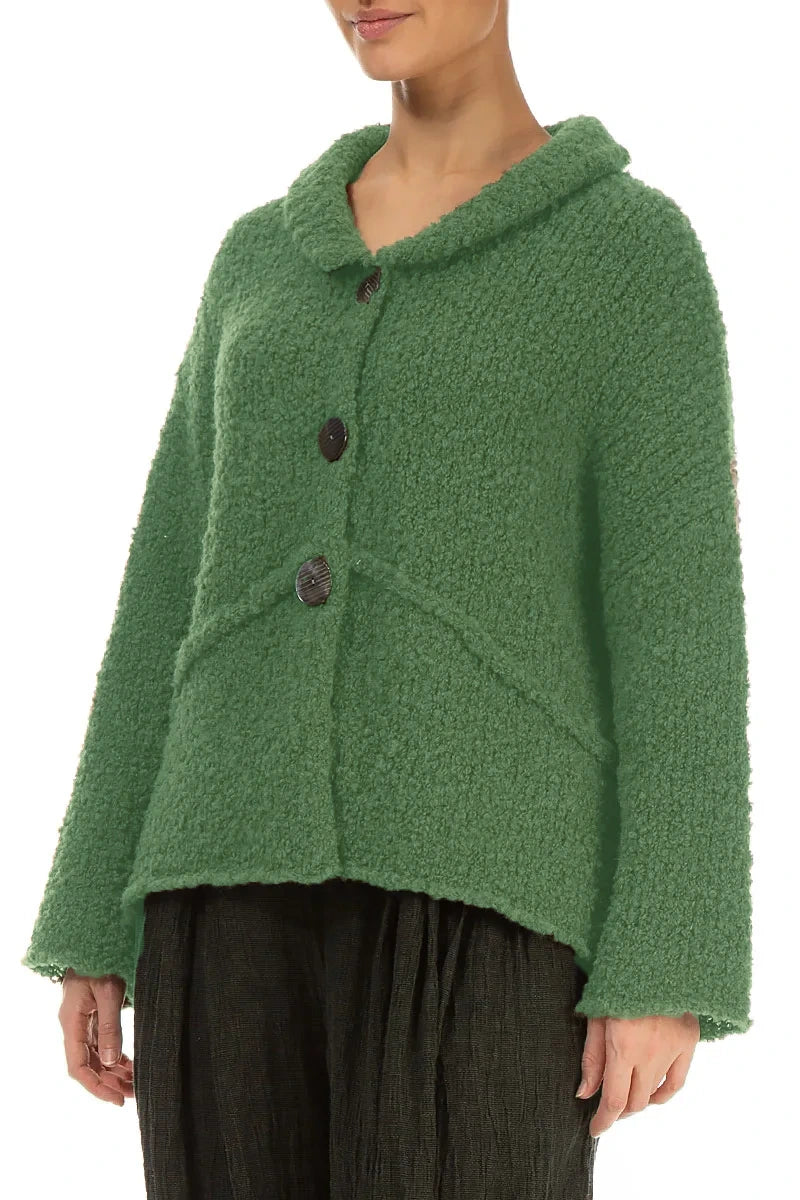 Buttoned Sage Green Alpaca Wool Cardigan 3