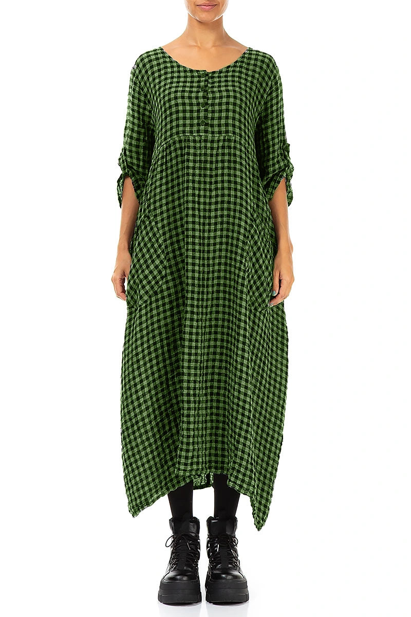green and black check dress Buttoned Shamrock Linen – solid-dress-shirt