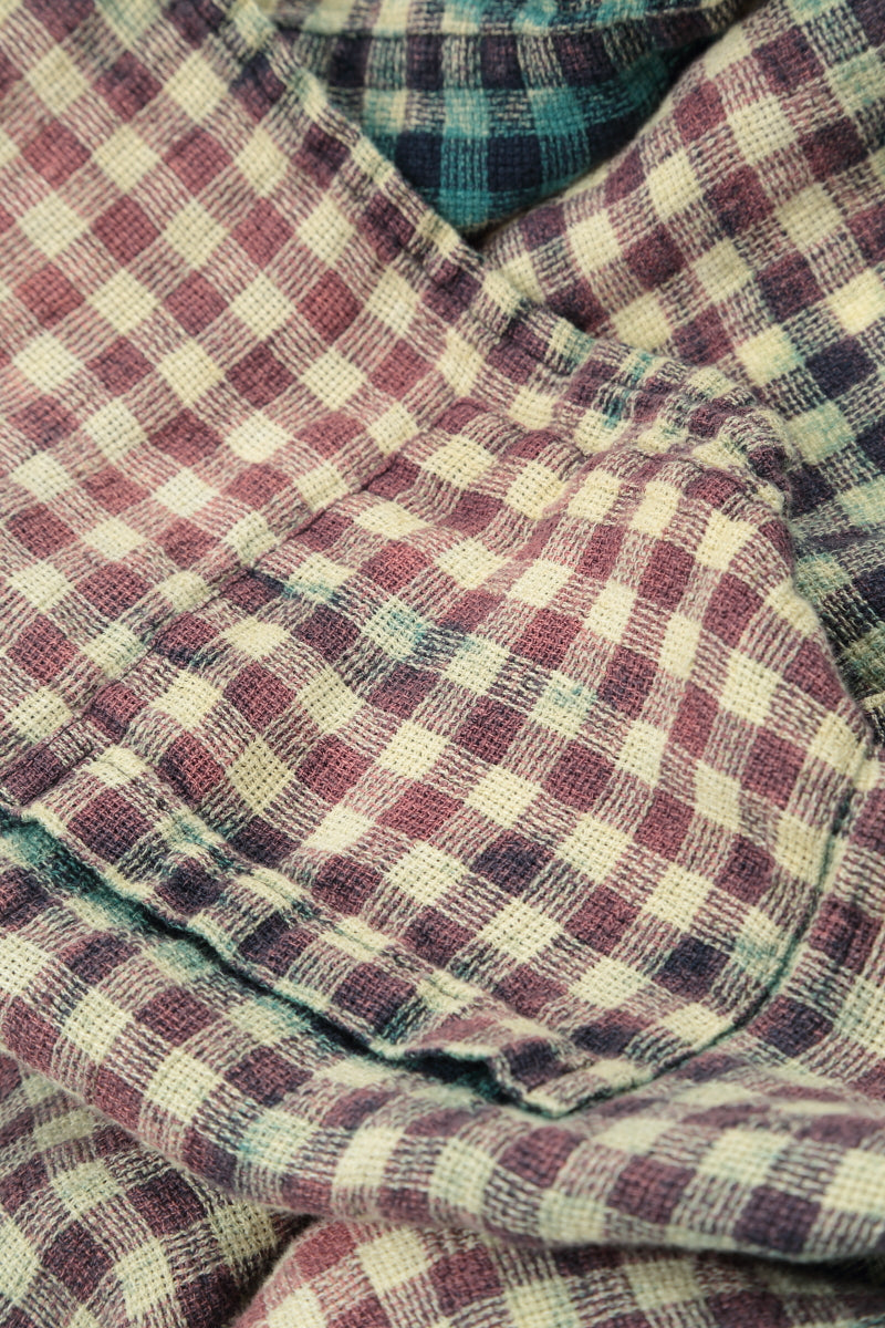 Geknöpftes Leinenkleid im Vintage-Karo-Look