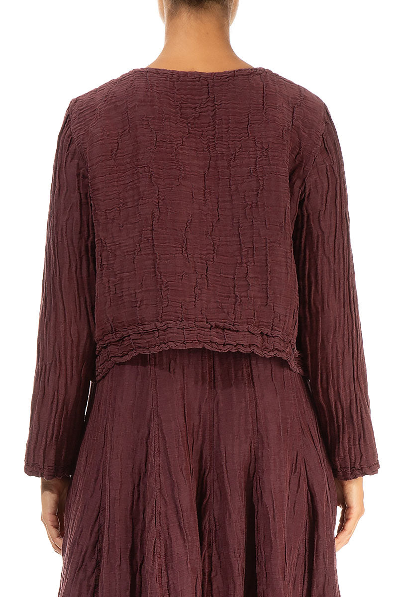Buttons Crinkled Merlot Silk Jacket 2