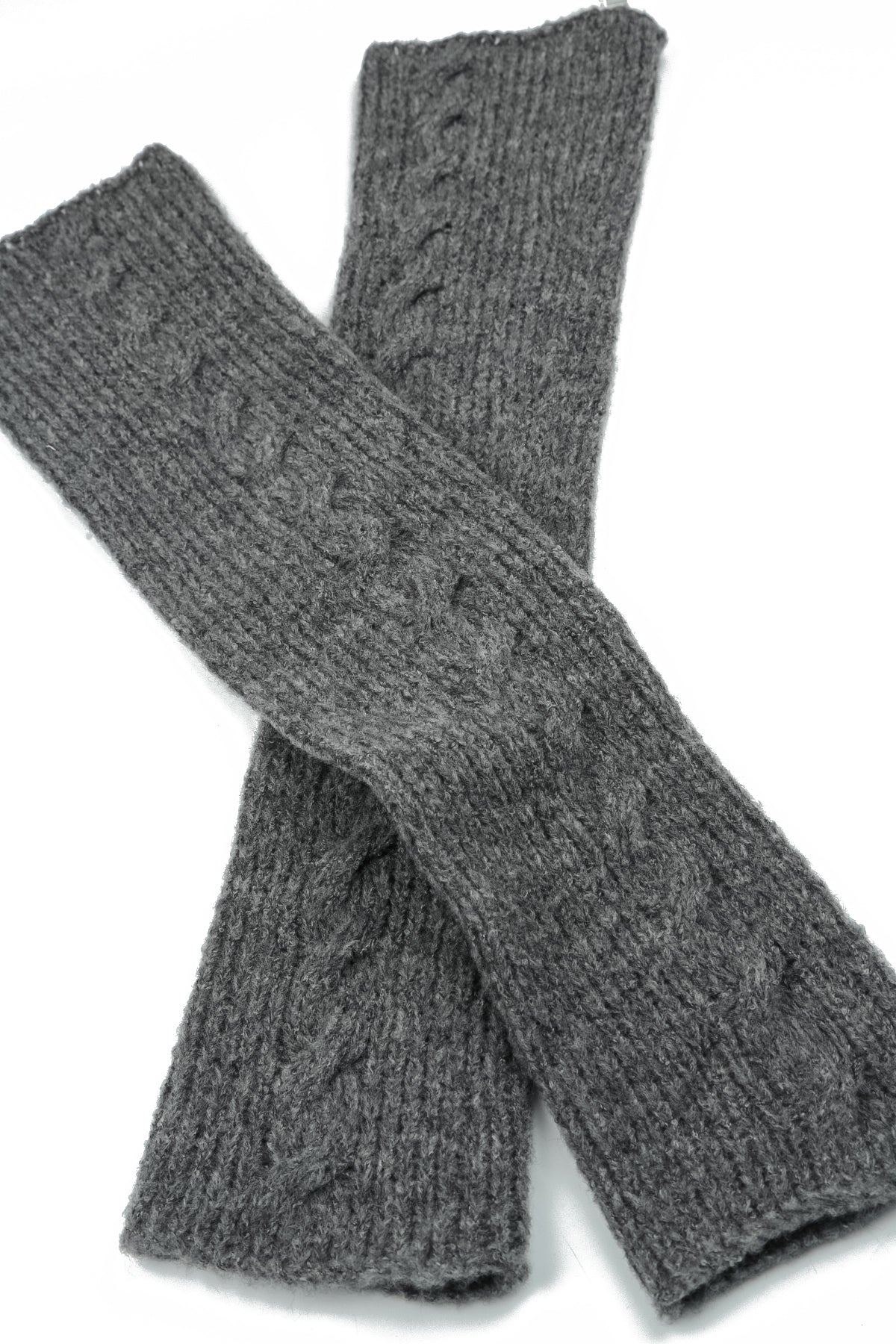 Cable Knit Grey Wool Leg Warmers