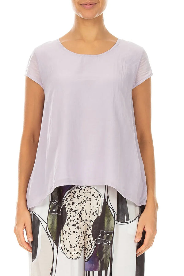 Cap Sleeves Lilac Silk Cotton Blouse 1