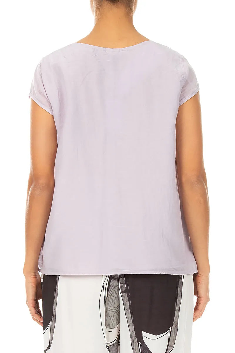 Cap Sleeves Lilac Silk Cotton Blouse 2