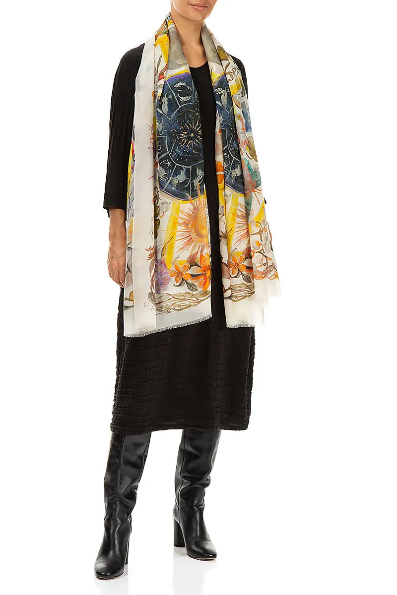 Celestial Bloom Cashmere Silk Scarf 3