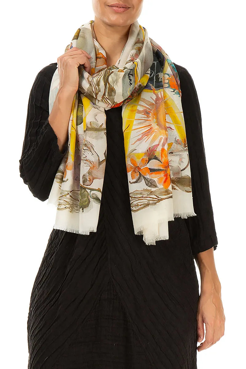 Celestial Bloom Cashmere Silk Scarf 4