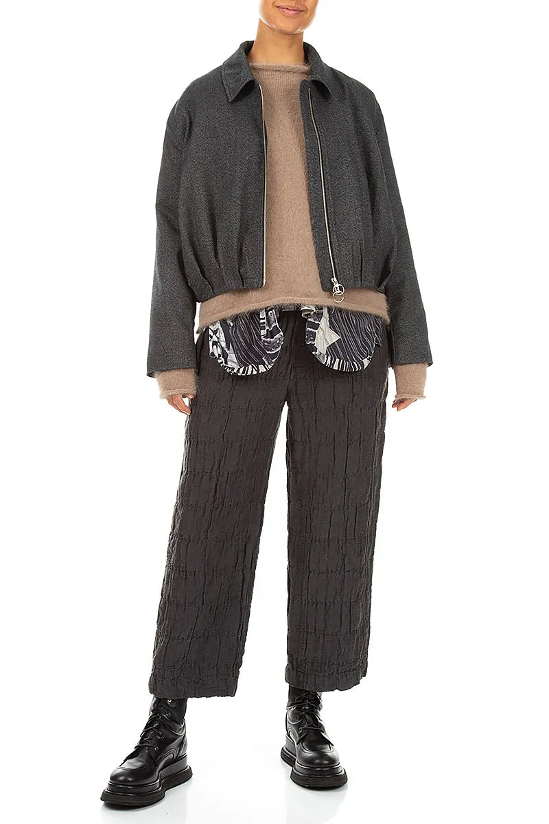 Charcoal Wool Bomber Jacket 5