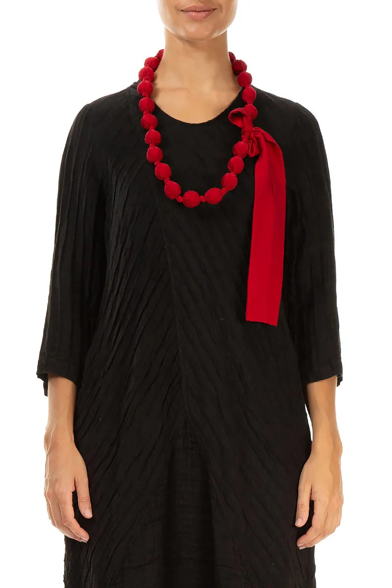 Cherry Red Silk Bead Necklace 1