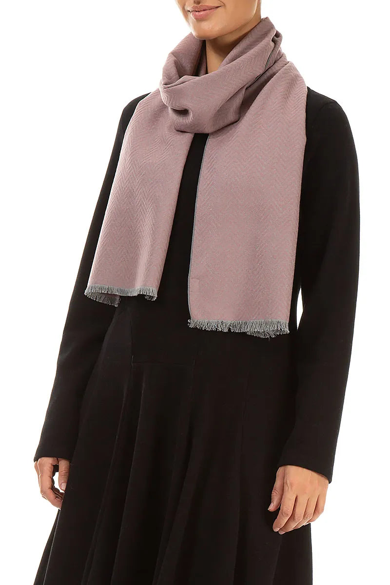 Chevron Pattern Pastel Pink Mulberry Silk Scarf 3