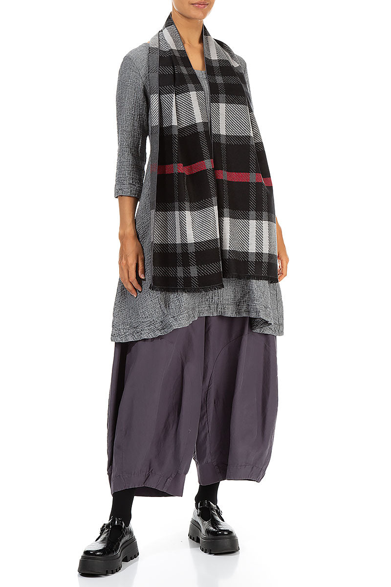 Classic Check Black Mulberry Silk Scarf 2