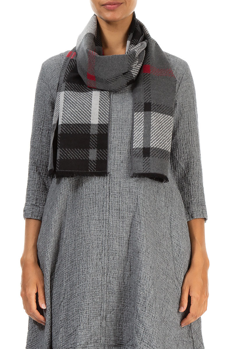 Classic Check Black Mulberry Silk Scarf 1