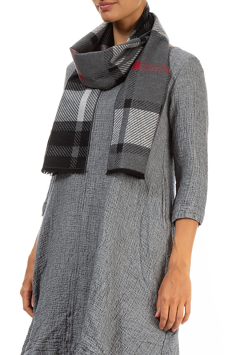 Classic Check Black Mulberry Silk Scarf 3