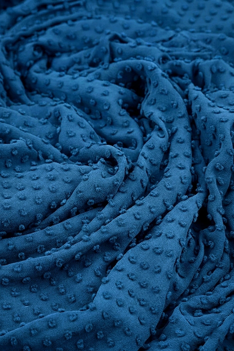 Kobaltblaue gepunktete Seidenbluse