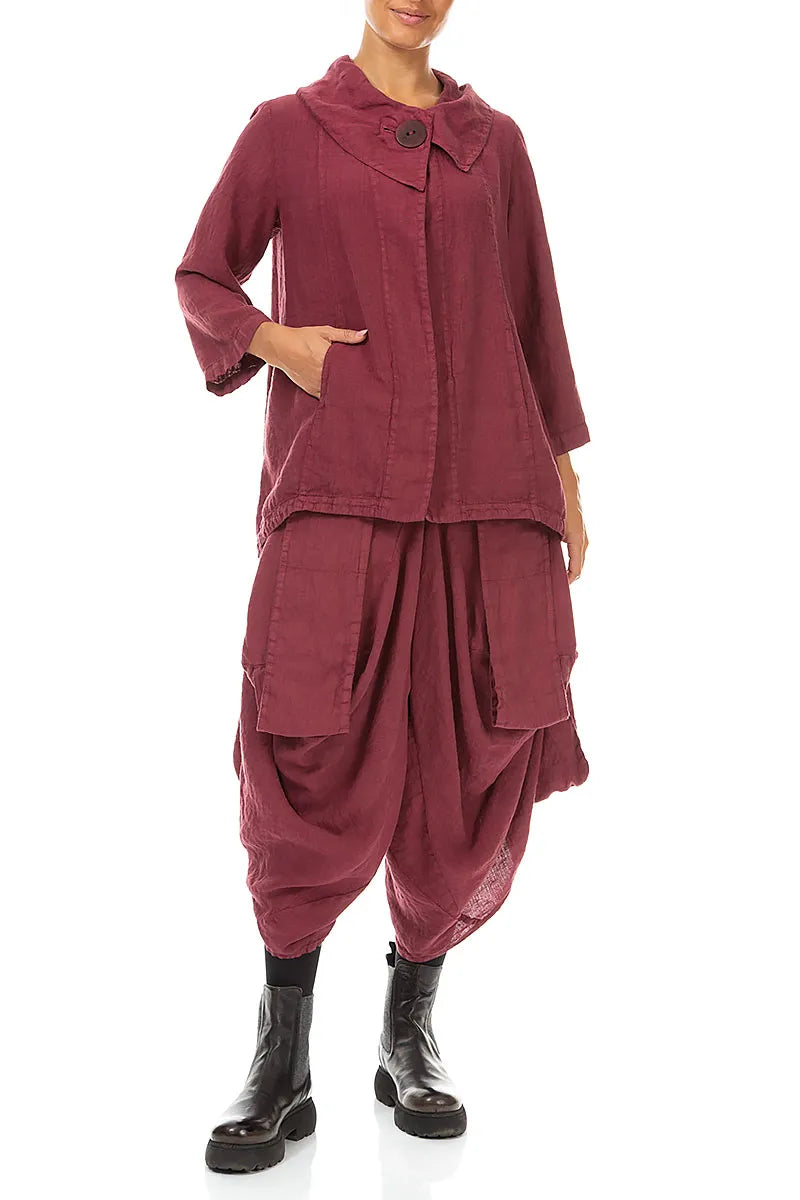 Collar Antique Ruby Linen Jacket 4