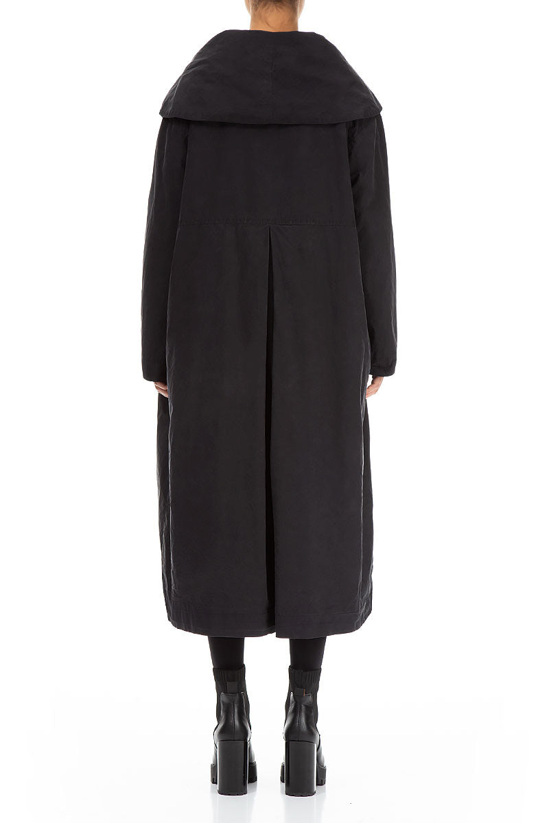 Collar Black Cotton Coat 2