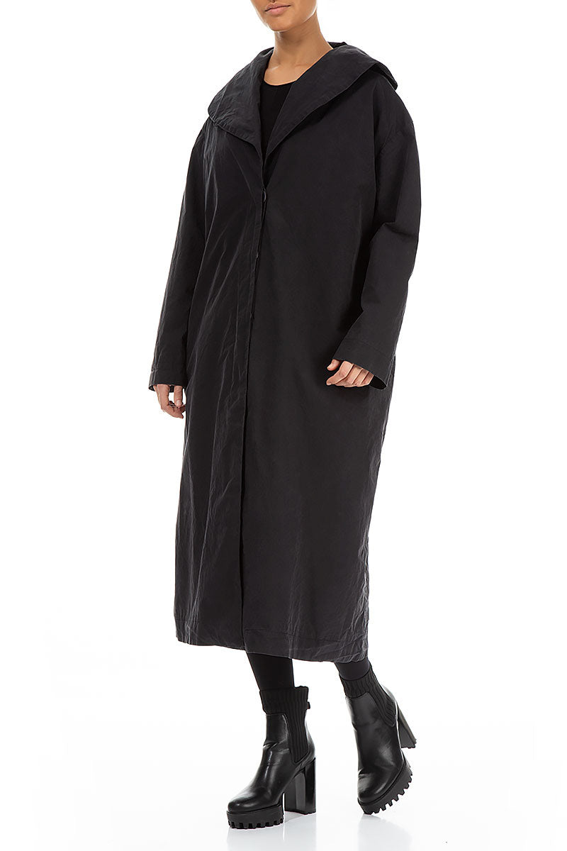 Collar Black Cotton Coat 3