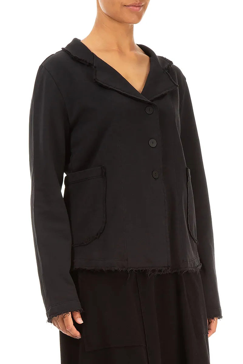 Collar Black Cotton Jacket 3