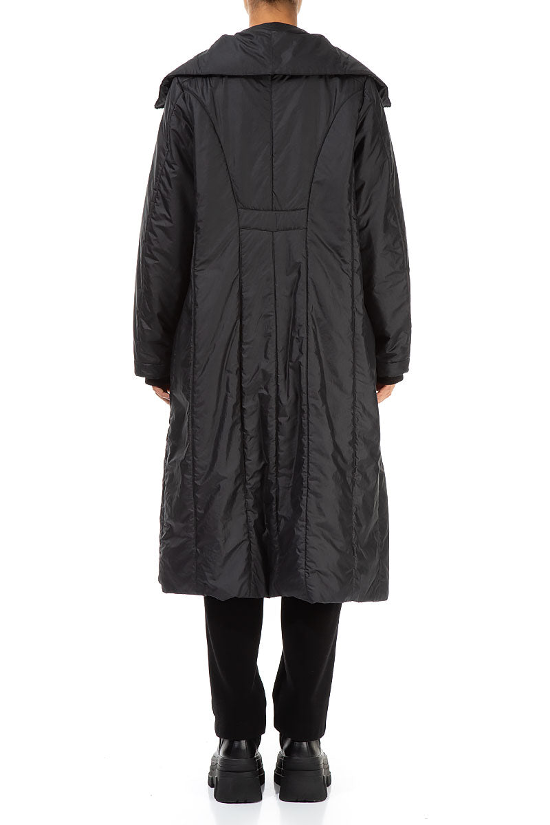 Collar Black Quilted Coat 2