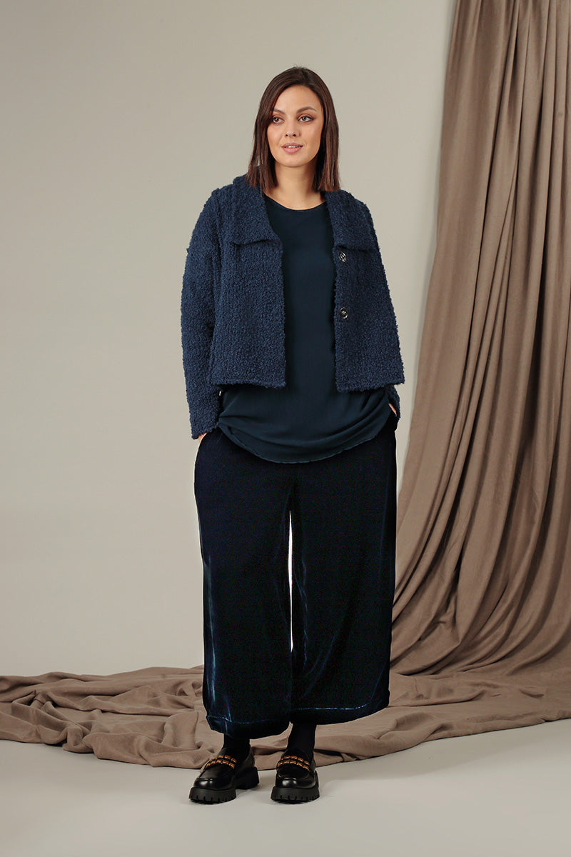 Collar Blue Violet Alpaca Wool Cardigan 6