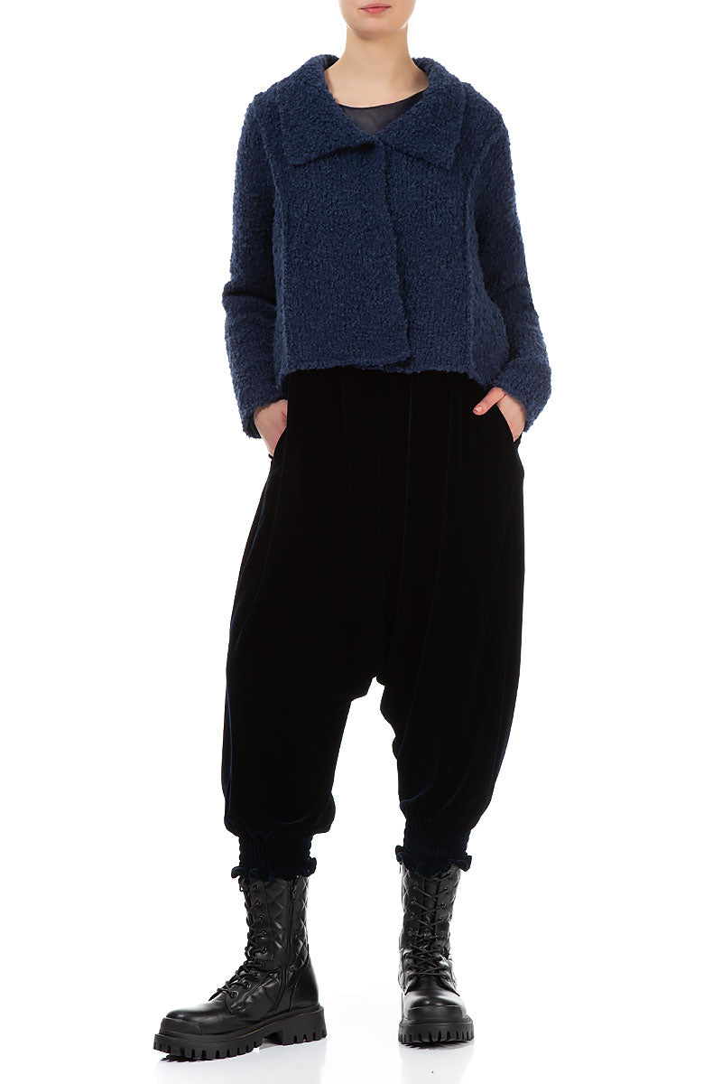 Collar Blue Violet Alpaca Wool Cardigan 4