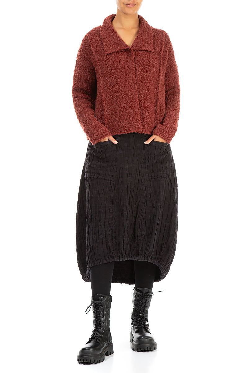 Collar Burnt Brick Alpaca Wool Cardigan 4