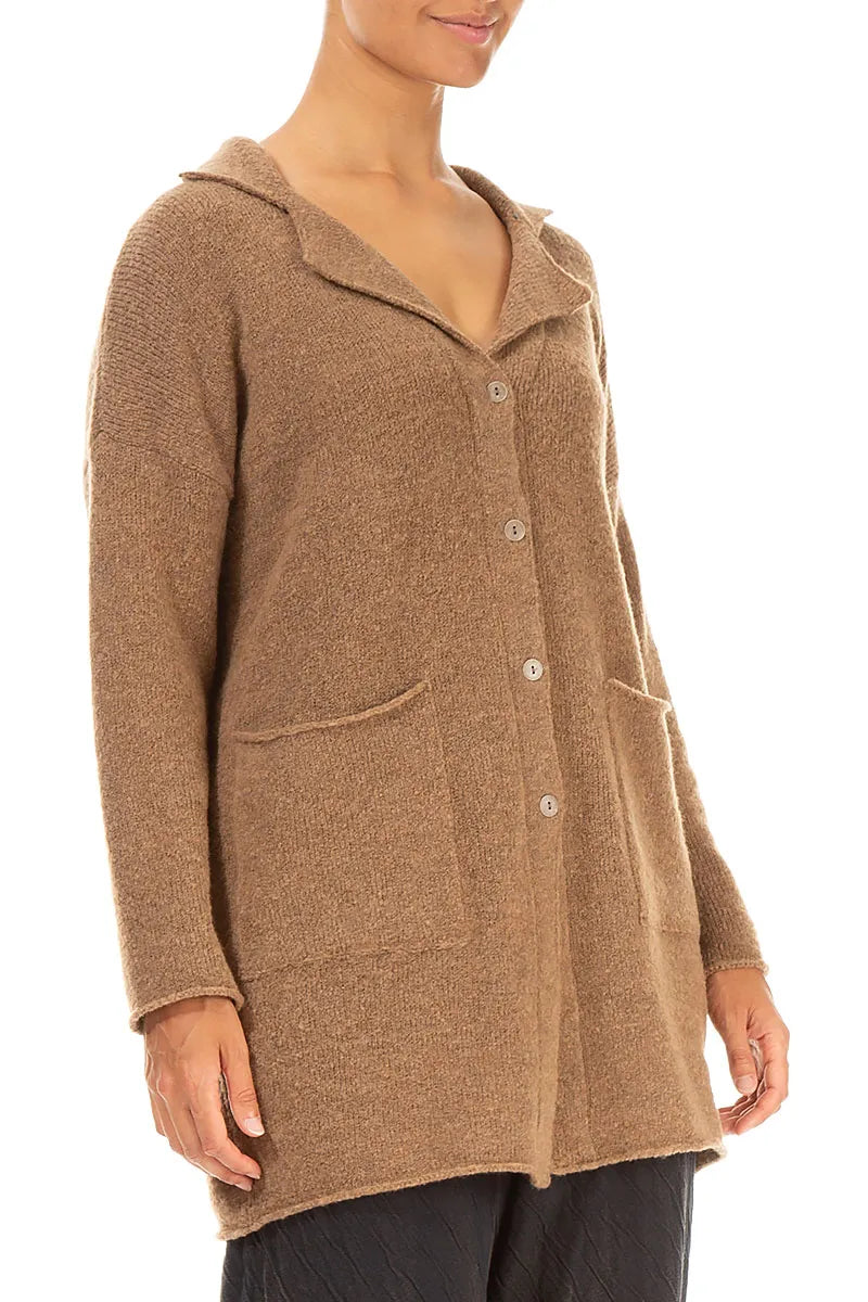 Collar Caramel Wool Cardigan 3