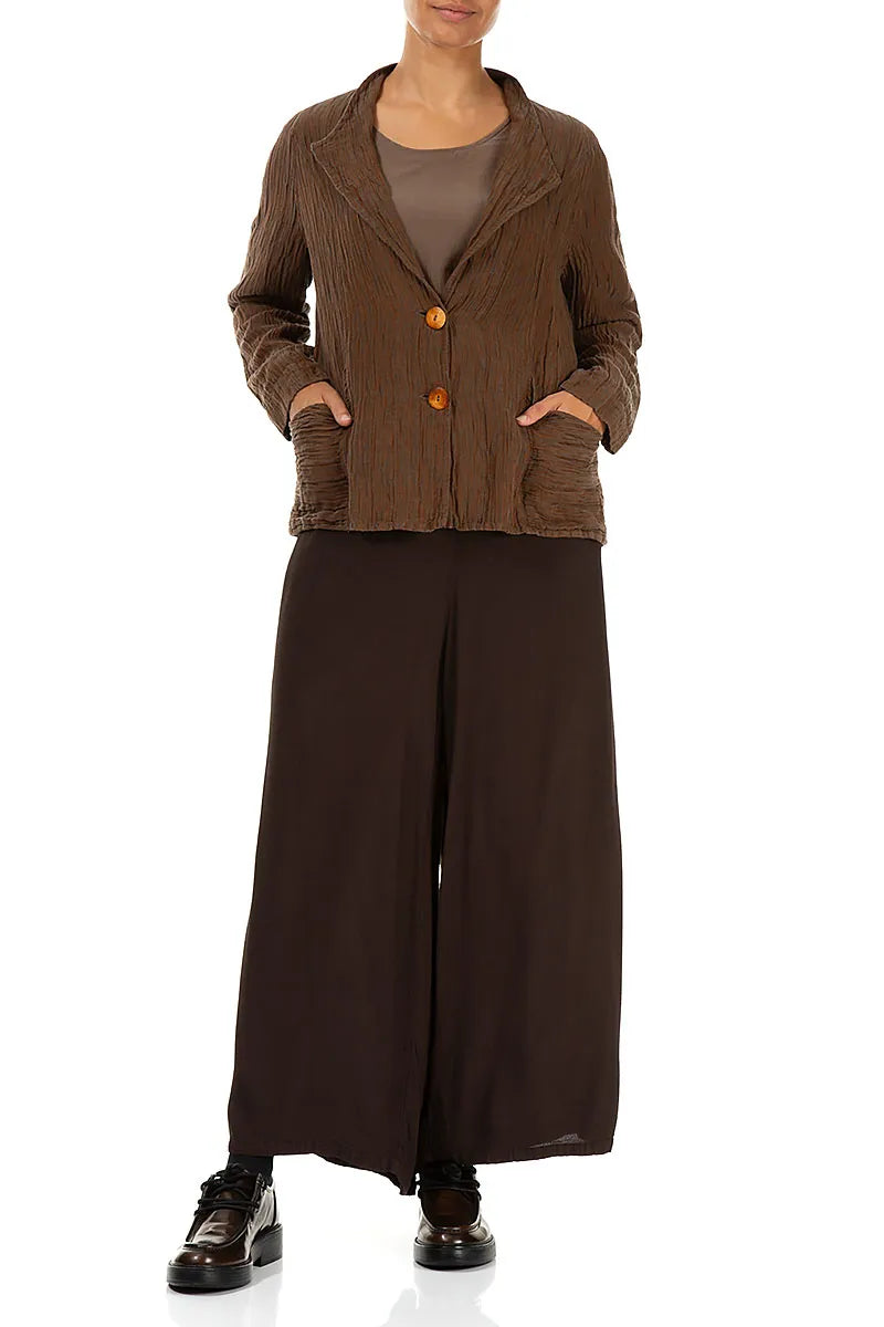 Collar Crinkled Aged Copper Silk Jacket 4