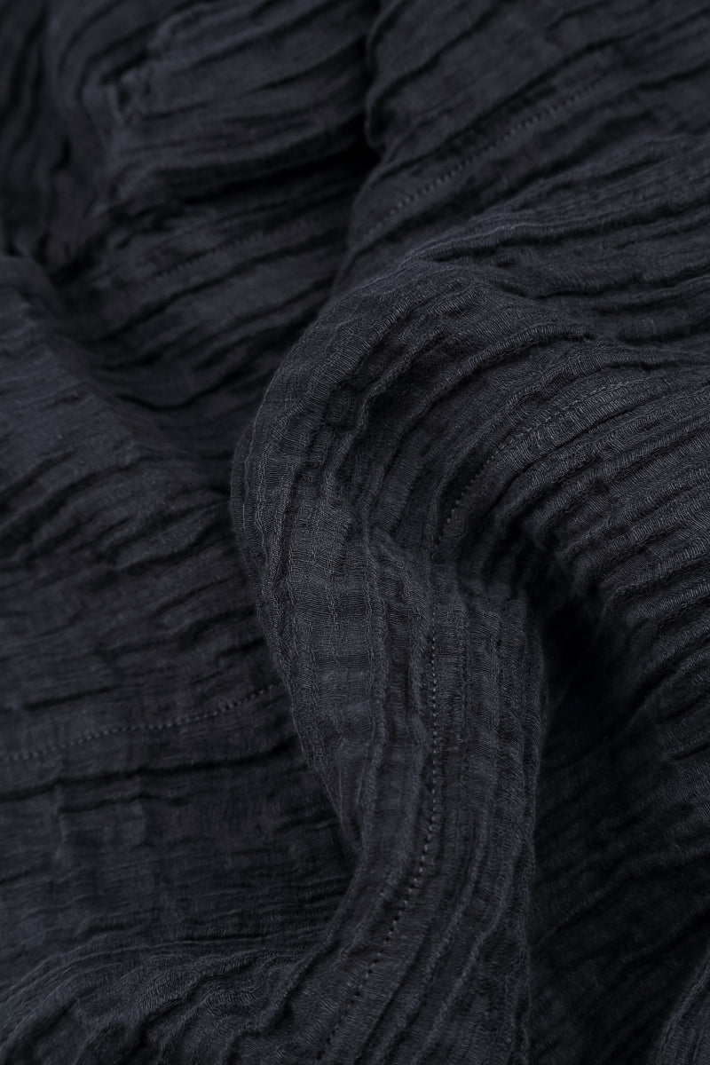 Collar Crinkled Graphite Blue Silk Jacket 5