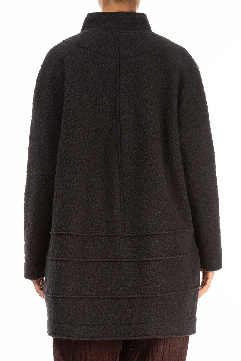 Collar Dark Chocolate Plush Wool Cotton Jacket-Coat 2