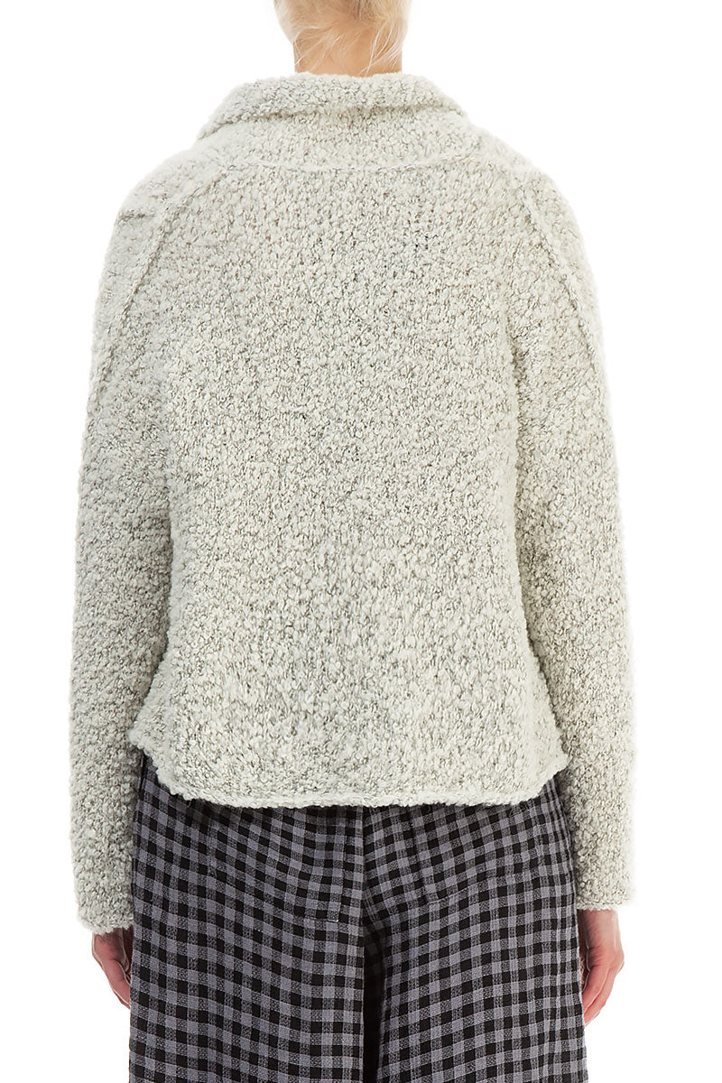 Collar Mélange Pearl Alpaca Wool Cardigan 2