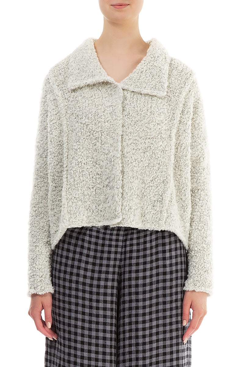 Collar Mélange Pearl Alpaca Wool Cardigan 1