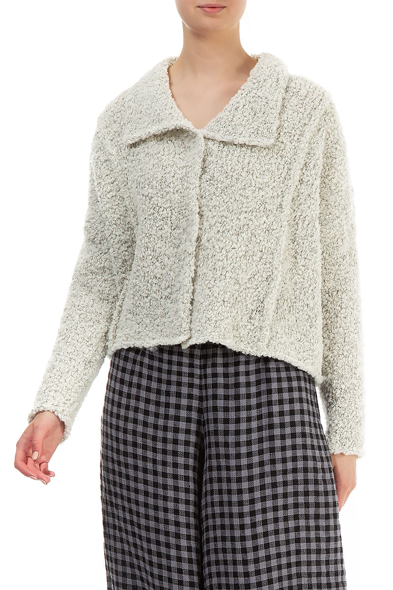 Collar Mélange Pearl Alpaca Wool Cardigan 3