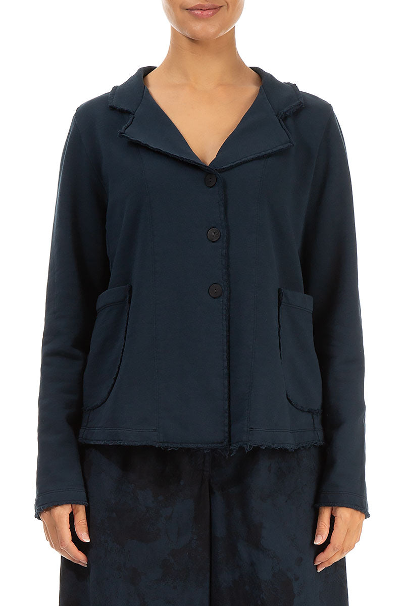 Collar Midnight Blue Cotton Jacket 1