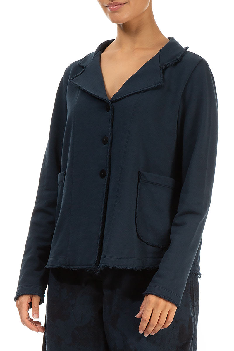 Collar Midnight Blue Cotton Jacket 3