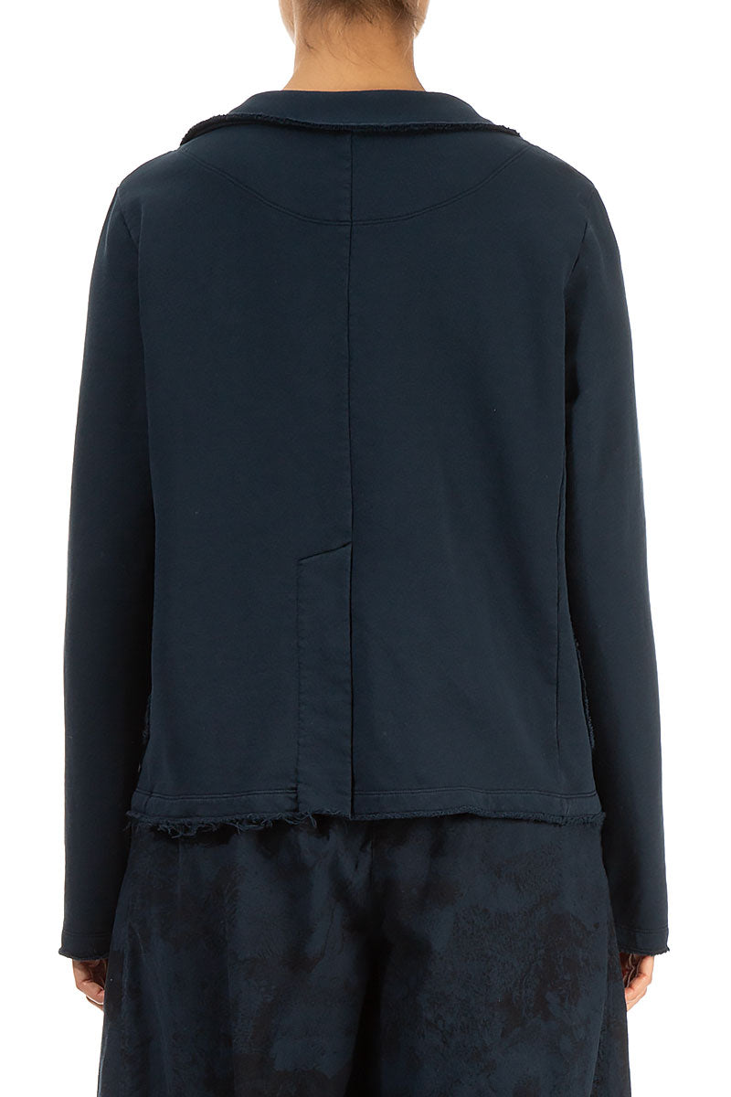 Collar Midnight Blue Cotton Jacket 2